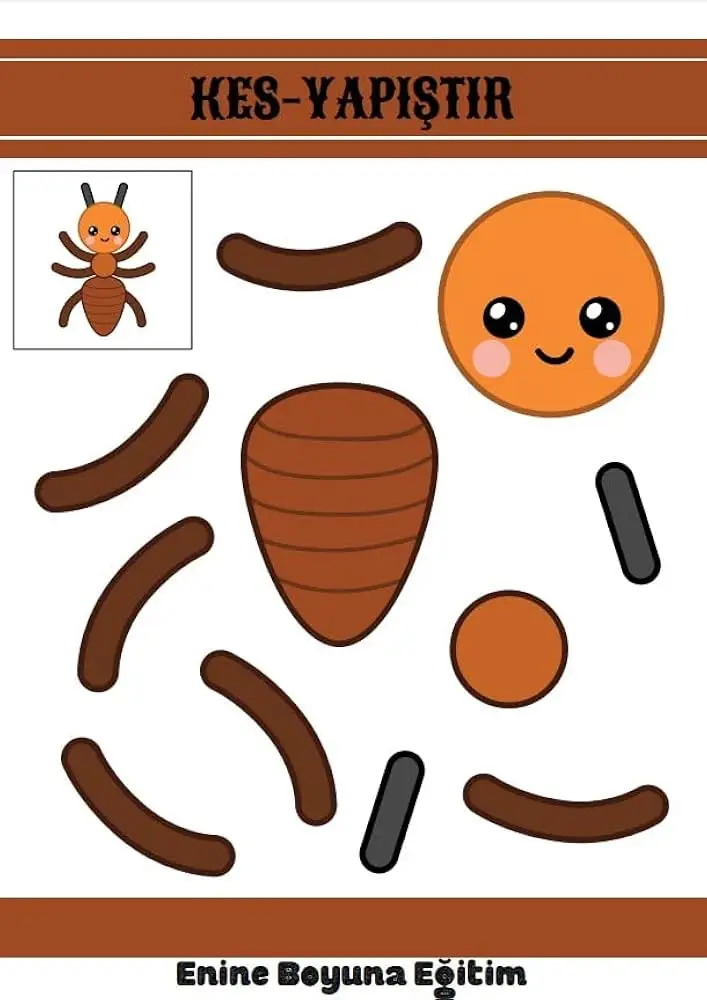 Kahverengi karınca kes, yapıştır kartı